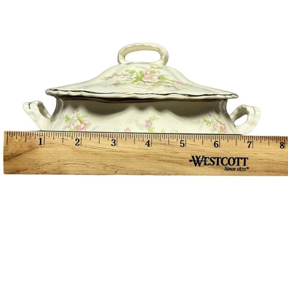 Vintage 1940s Homer Laughlin Jean Republic Soup Tureen Pink Purple Floral USA - Picture 2 of 13